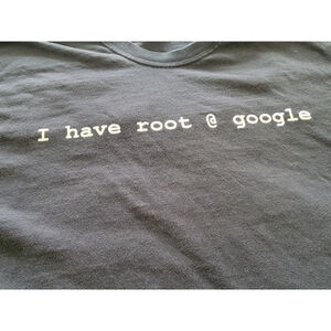 Google Y2K "I have root @ google" Employee Tech Tee Shirt Silicon Valley Sz L